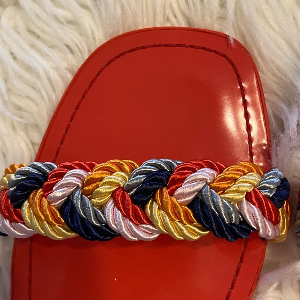 Kate Spade Red and Gray Braided Strap sandals size 8.5 excellent condition - Picture 9 of 12